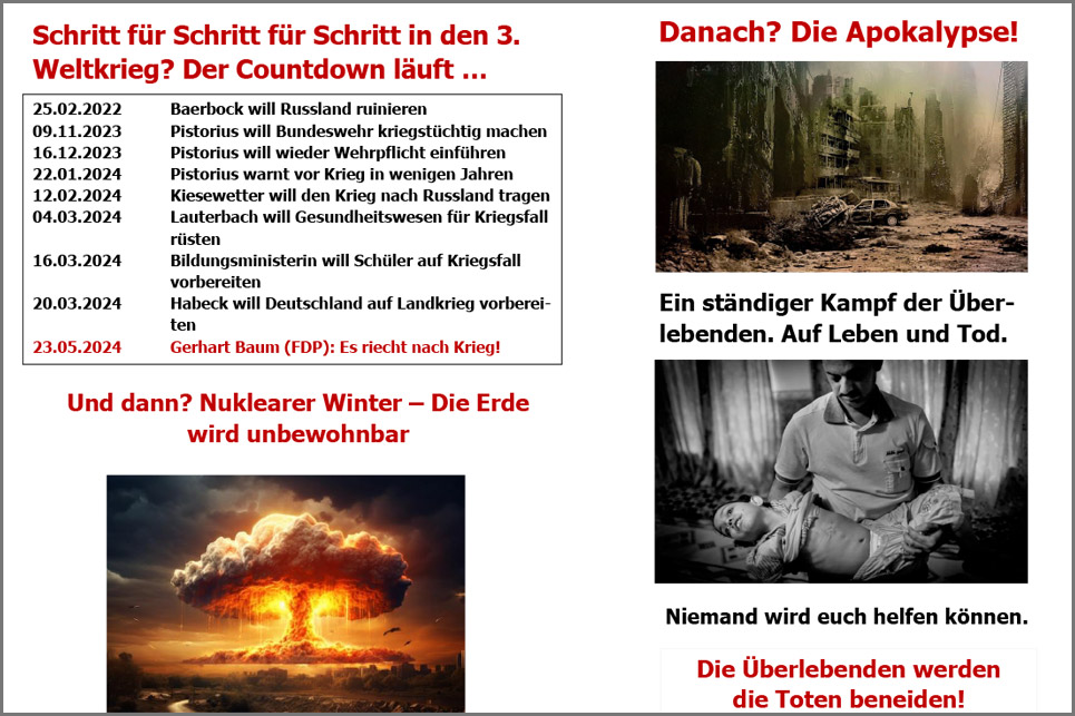Plakat Detmolder Mahnwache: Dritter Weltkrieg