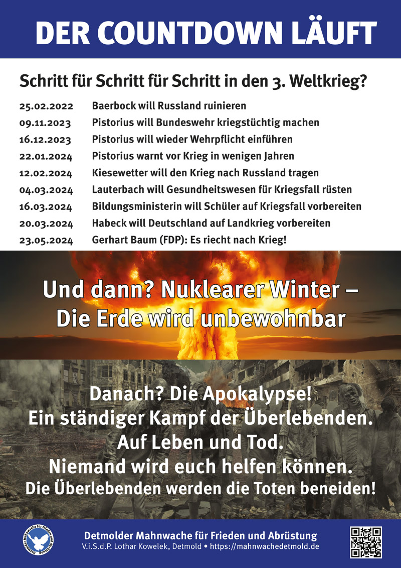 Mahnwache Detmold – Der Countdown läuft